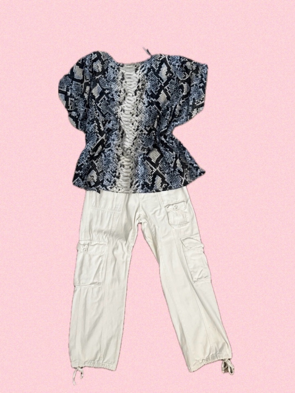 Michael Kors Top With White Cargo Jeans with Drawstring Hems